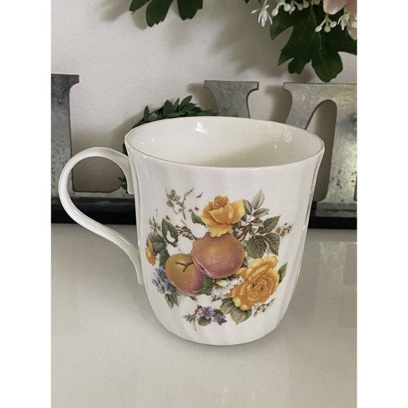 Crown Trent Harvest Coffee Mug Staffordshire England Yellow Rose Apple Berries - Picture 10 of 16